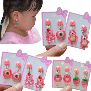 儿童耳夹无耳洞公主宝石可爱卡通吊坠假耳环小女孩耳钉配饰耳饰品