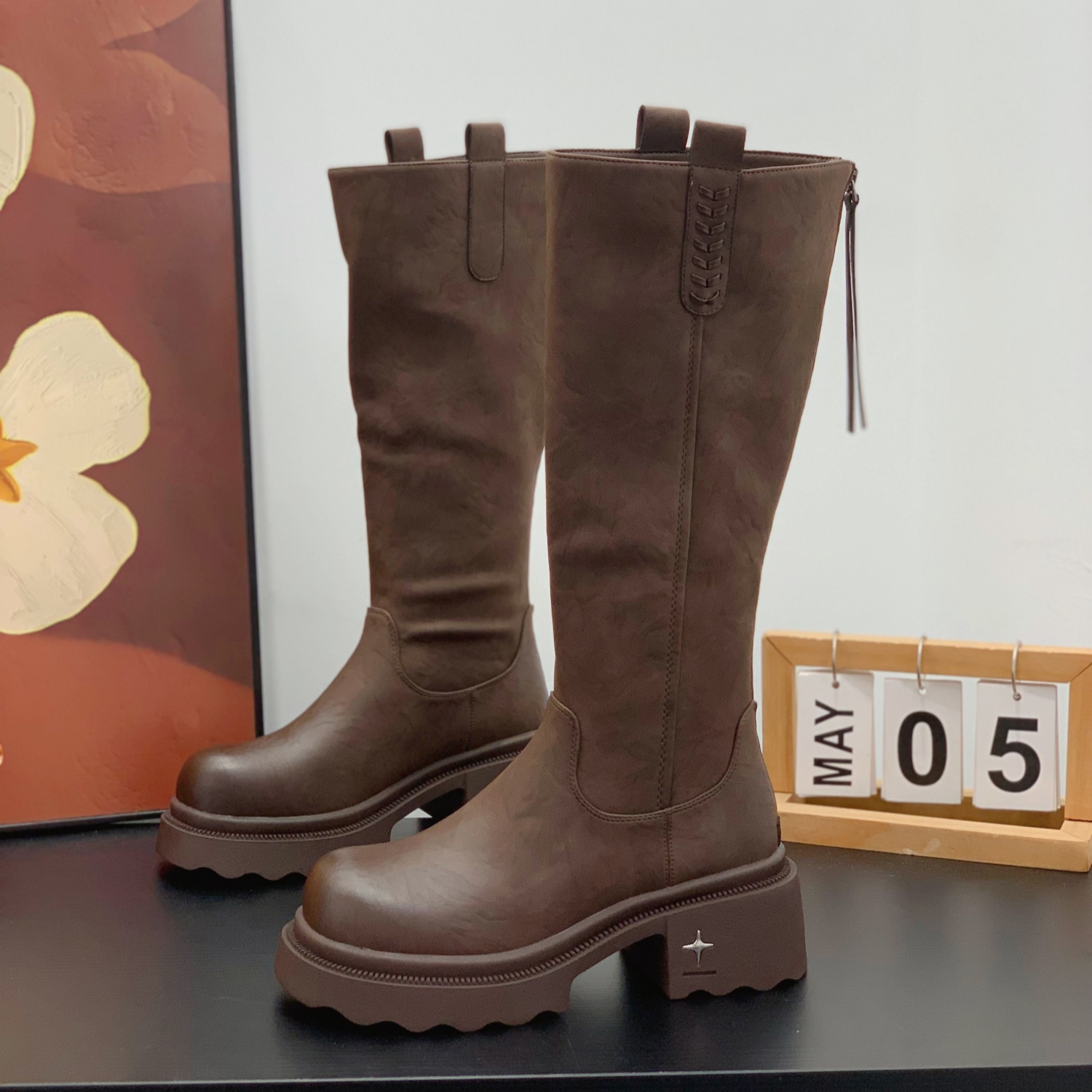 显腿长显腿细时尚百搭高级骑士靴