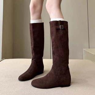 慵懒风短筒骑士靴女2025秋季 套筒短靴 超火百搭复古马丁靴炸街爆款