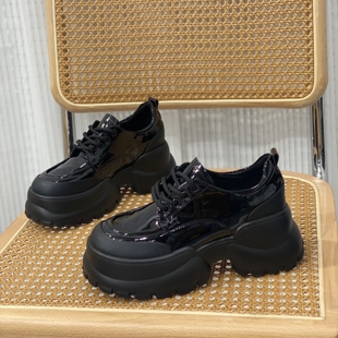 松糕玛丽珍鞋女乐福鞋2025春秋新款网红超火小个子增高6cm小皮鞋