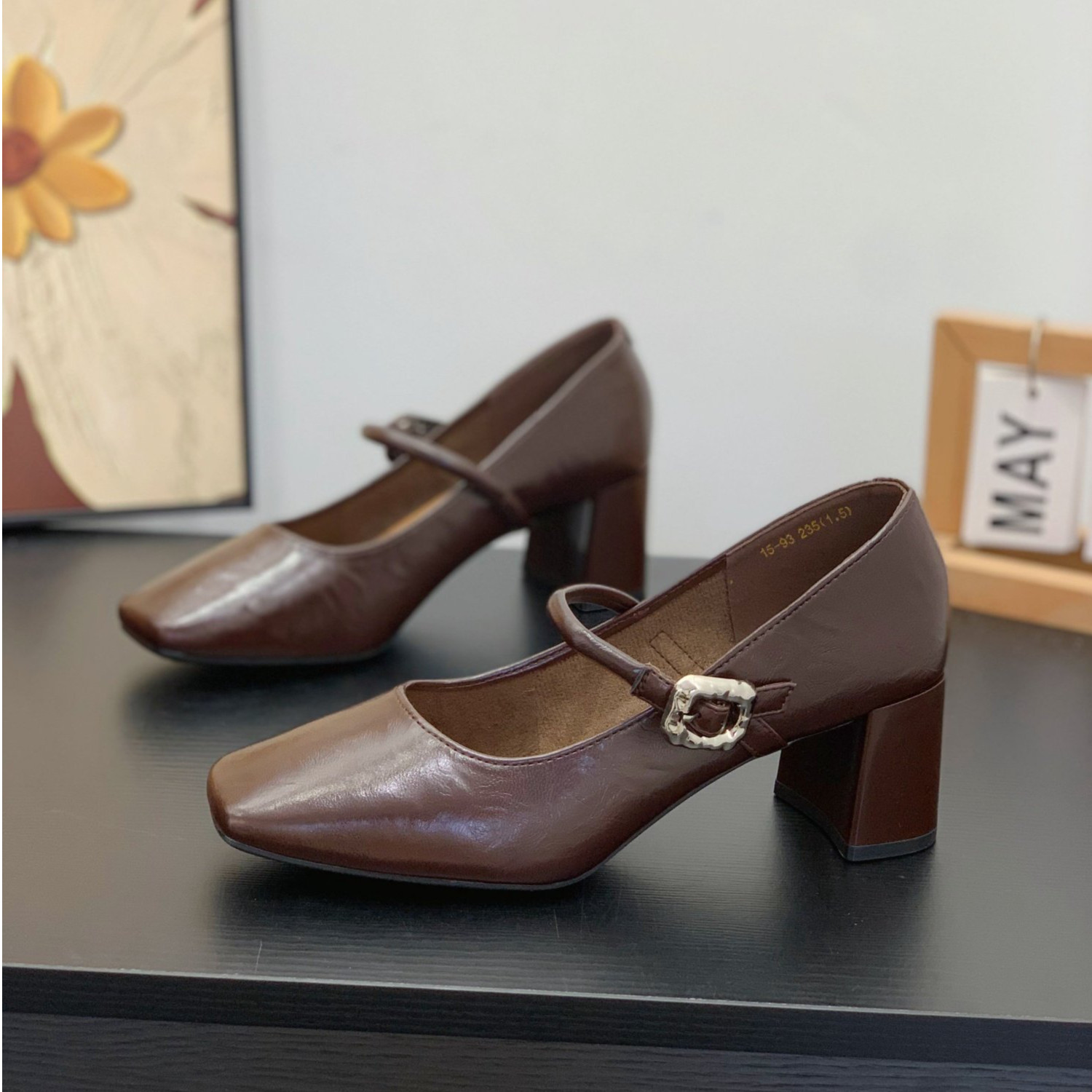 复古方头玛丽珍鞋女2026春季新款法式气质一字带粗跟浅口温柔单鞋,女鞋,玛丽珍鞋,淘宝优惠券,粉丝福利购,淘宝优惠卷