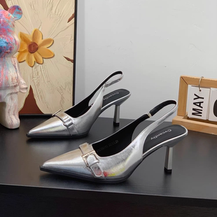 小个子女增高7CM高跟鞋 复古高级感尖头细跟时装 新款 2026夏季 凉鞋