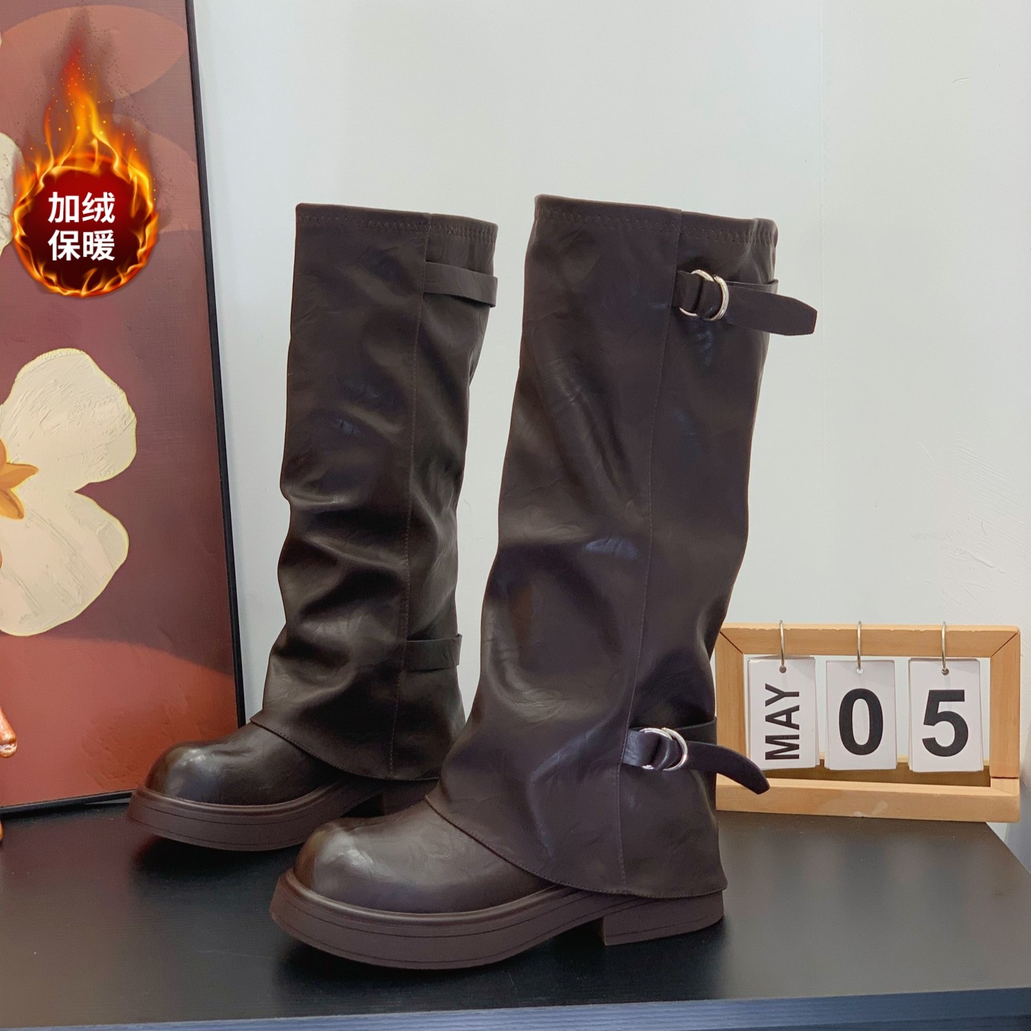 潮流炸街显腿长腿细百搭骑士长靴