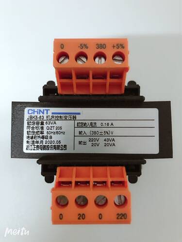 原装正泰JBK5-63 380V/220V43VA20V20VA螺杆空压机控制变压器有货
