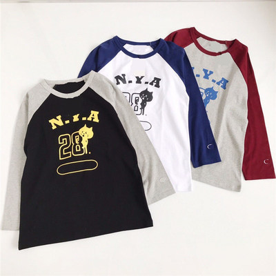 日系惊讶猫合作款 25春秋季新款撞色插肩拼接色长袖T恤打底 女