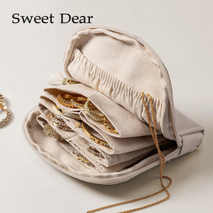 旅行便携首饰包多层收纳袋手串收纳包高档精致珠宝首饰盒迷你小巧