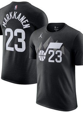 美国代购正品Jordan犹他爵士队马尔卡宁T恤球员短袖23号Markkanen
