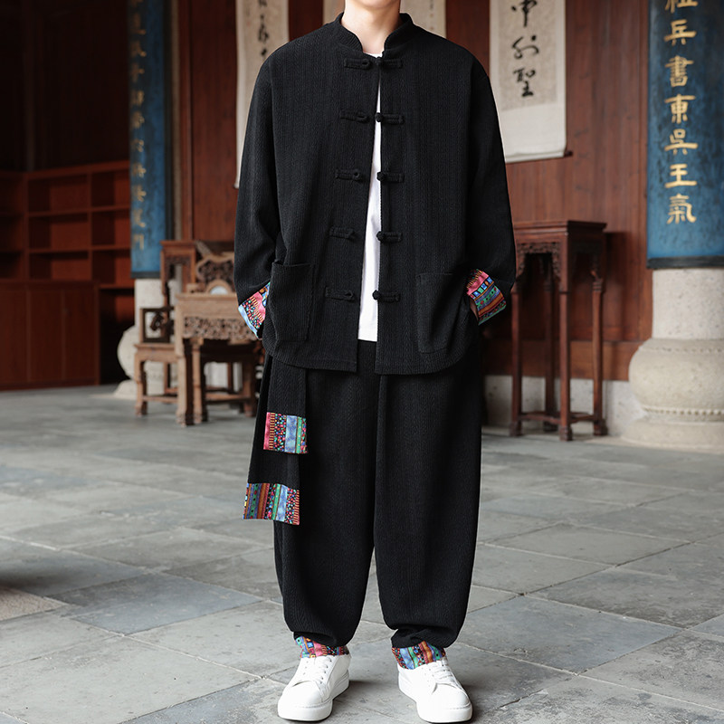 新中式R民族风麦穗纹灯芯绒夹克外套舞蹈套装男TZ129-P150控178,男装休闲套装,电商A005