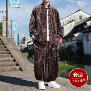 新中式D民族风金丝绒龙纹夹克折褶阔腿裤套装男TZ176-P153控178图片