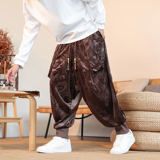 风C小众设计金丝绒龙纹九分裤哈伦裤飞鼠裤K259-P68控88，男装休闲裤，电商A005