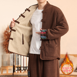 新中式C麦穗羊羔毛加绒加厚双面穿棉服夹克棉衣男JK21-P135控158,穿搭女生21岁图片