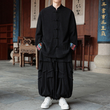 新中式W民族风盘扣麦穗纹灯芯绒外套阔腿裤套装TZ130-P150控178，男装休闲套装，电商A005