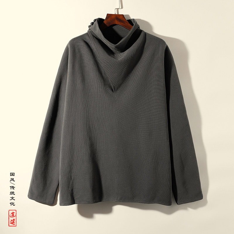 卫衣风M德绒打底衫双面绒高堆领长袖小众t恤男T10-P65控88，男装T恤，电商A005