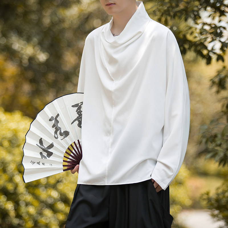 风Z暗黑系风冰丝小众设计高堆领长袖t恤T09-P55控78,男装T恤,电商A005