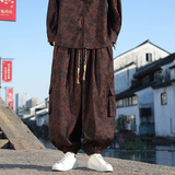 新中式B小众垂感宽松树叶工装大口袋阔腿裤男长裤K163-P78控98，男装工装外套，电商A005