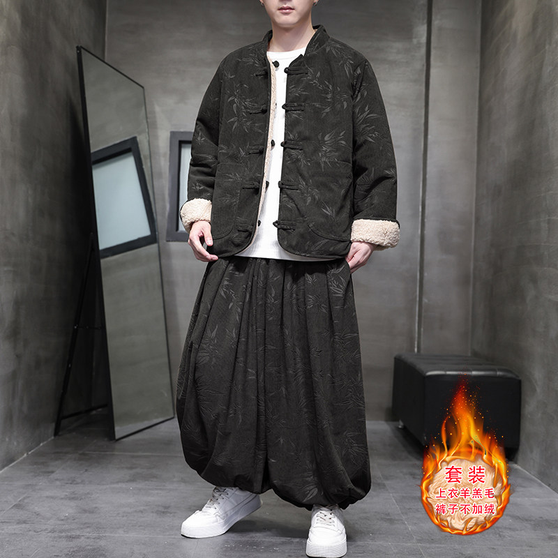羊羔毛G加绒加厚双面保暖夹克树叶灯芯绒套装男TZ38-P203控238,男装T恤,电商A005