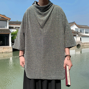 新中式A山本风舞台演出亮闪闪满天星高堆领短袖t恤T56-P65控88图片
