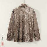 暗黑舞台演出垂感堆堆领M金丝绒打底衫保暖内穿T恤男T20-P65控78，男装T恤，电商A005