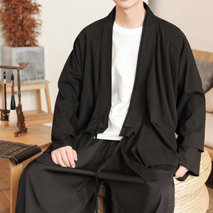 新中式假两件设计感道袍宽松开衫中长款汉服男披风FY09-P95控118图片
