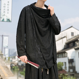 风H暗黑小众设计乞丐破洞高堆领不规则风衣t恤F02-P68控88，男装风衣，电商A005