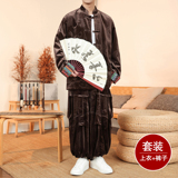 新中式H民族风金丝绒龙纹夹克折褶阔腿裤套装男TZ176-P153控178，男装休闲套装，电商A005