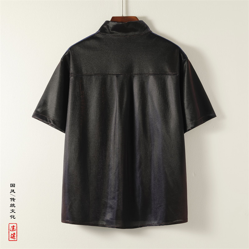 改良新中式I褶皱设计舞台亮闪闪冰丝酒吧演出衬衫CS55-P68控88,男装衬衫,电商A005