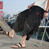 新中式A香云纱龟裂纹冰丝透气萝卜灯笼七分裤男DK172-P58控78，男装牛仔裤，电商A005