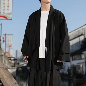 新中式假两件设计感道袍宽松开衫中长款汉服男披风FY09-P95控118