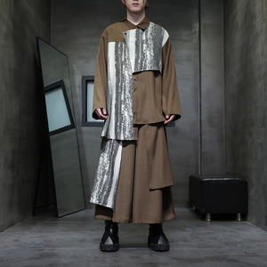 风L扎染新中式衬衫不规则拼接裙裤西裤套装TZ56-P170控198,男装西裤,电商A005