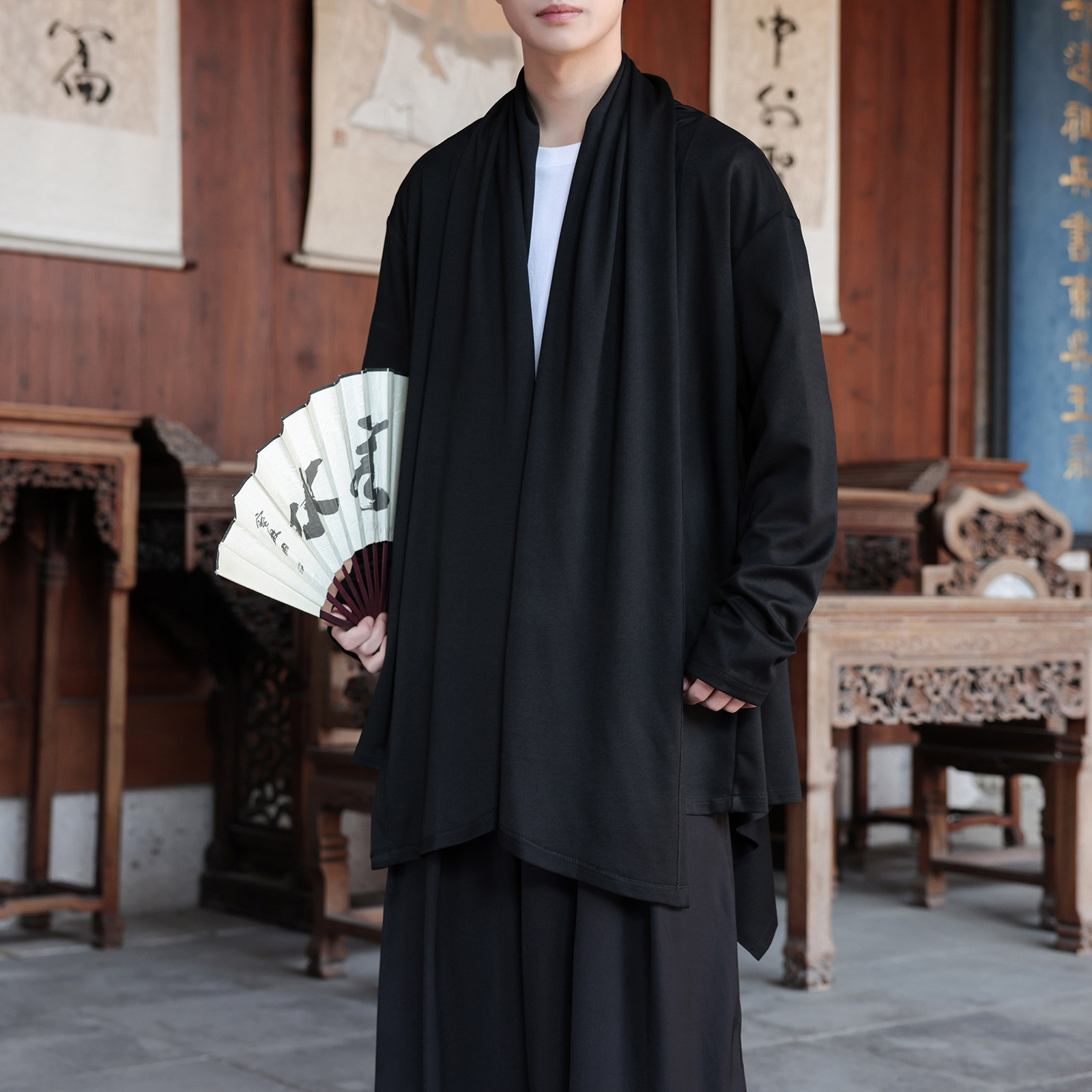 暗黑系高级感风衣大码中长款风衣垂感披风斗篷开衫FY10-P95控118，男装风衣，电商A005