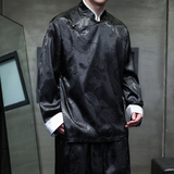 新中式风F盘扣龙纹冰丝中山装衬衫夹克外套男JK25-P65控78，男装夹克，电商A005