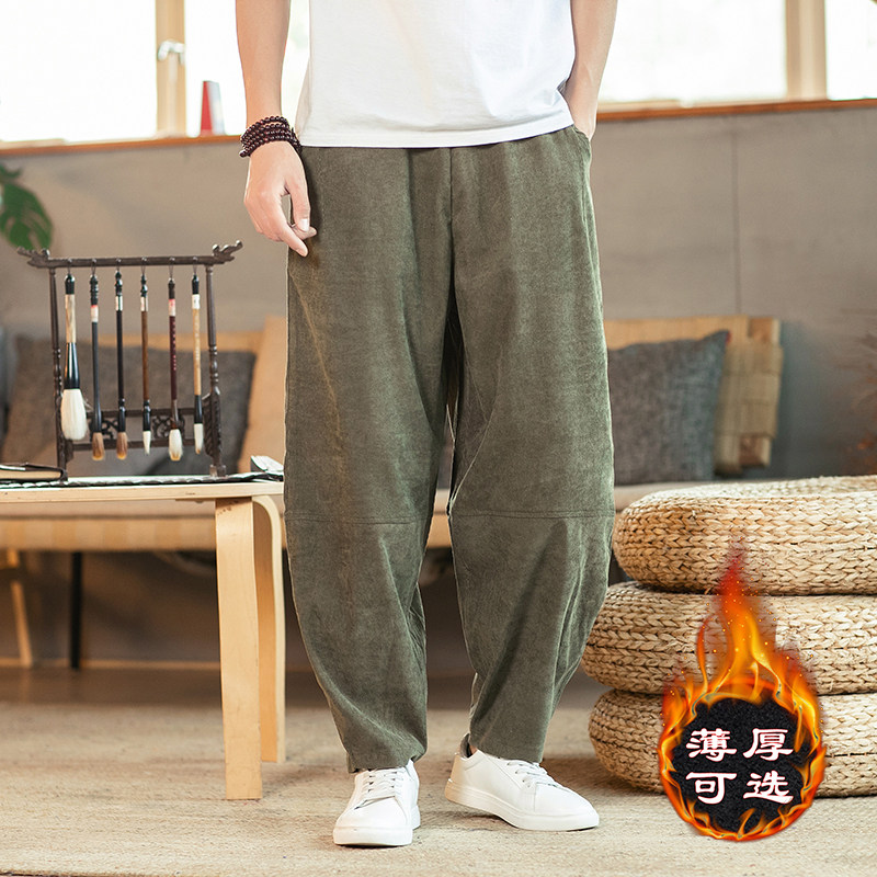 秋冬风民族灯芯绒H加绒加厚哈伦宽松阔腿裤男A005-K127-P65,男装民族服装,电商A005