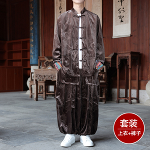 新中式P民族风金丝绒龙纹夹克折褶阔腿裤套装男TZ176-P153控178图片