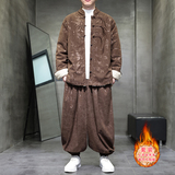 新中式F盘扣树叶暗花灯芯绒羊羔毛夹克棉衣套装男TZ52-P203控238，男装T恤，电商A005