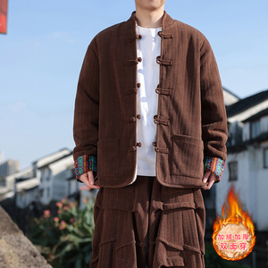 新中式Q麦穗羊羔毛加绒加厚双面穿棉服夹克棉衣男JK21-P135控158图片