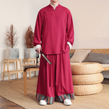 民族风Q斜襟盘扣亚麻棉麻衬衫夹克阔腿裤套装TZ153-P186控208，男装衬衫，电商A005