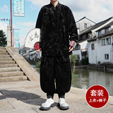 新中式C民族风金丝绒龙纹夹克哈伦裤飞鼠裤套装男TZ177-P143控168，男装休闲套装，电商A005