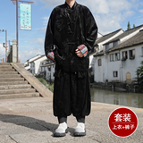 新中式C民族风金丝绒龙纹夹克哈伦裤飞鼠裤套装男TZ177-P143控168，男装休闲套装，电商A005