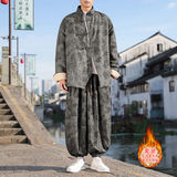 新中式I风盘扣暗花灯芯绒羊羔毛棉衣服套装男TZ51-P203控238，男装T恤，电商A005