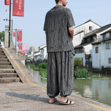 风暗黑A破洞高堆领风衣短袖t恤束脚裤套装男TZ109-P135控158，男装T恤，电商A005