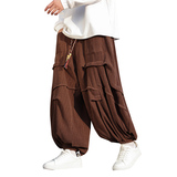 新中式Q暗黑明线设计灯芯绒折褶小众设计阔腿裤水桶K203-P75控88，男装休闲裤，电商A005