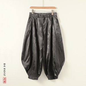 风N冰丝龙纹暗花九分裤男宽松裤长裤萝卜束脚裤K211-P68控88，男装休闲裤，电商A005