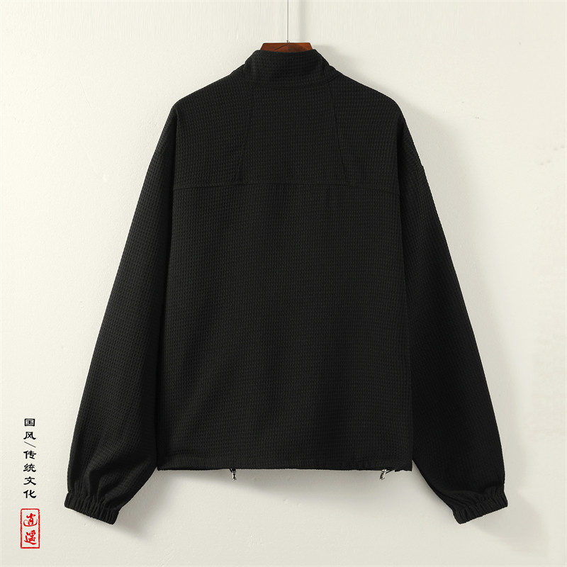 新中式H立领拉链卫衣男ins小众金属拉链套头外套潮WY02-P65控88,女装短外套,电商A005