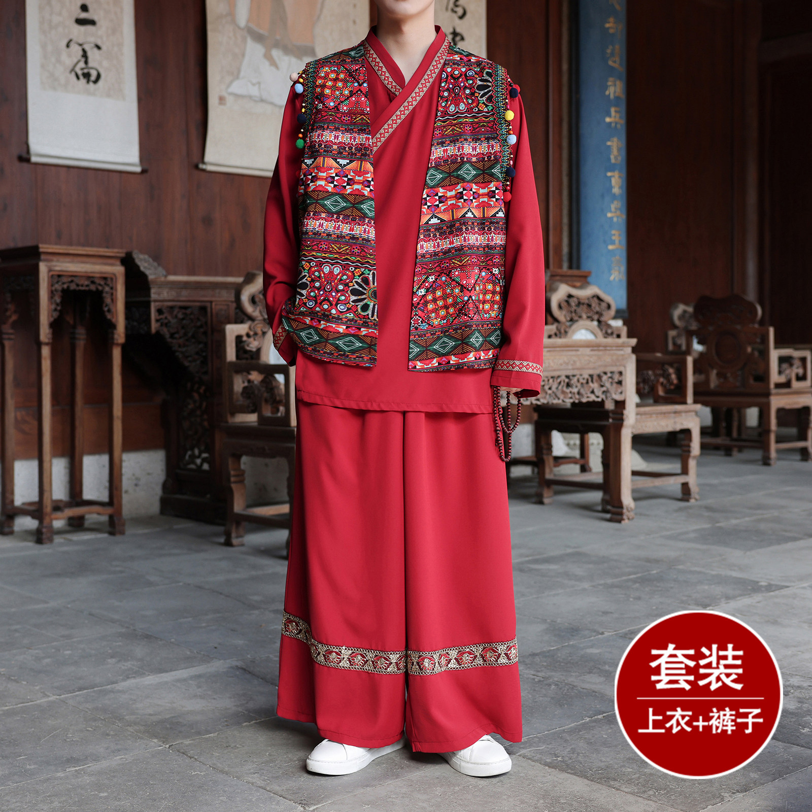 男女春季风苗族演出舞蹈个性服装套装TZ186三件套-P173控198图片