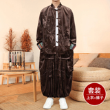 新中式H民族风金丝绒龙纹夹克折褶阔腿裤套装男TZ176-P153控178，男装休闲套装，电商A005