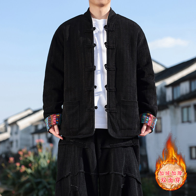 新中式U麦穗羊羔毛加绒加厚双面穿棉服夹克棉衣男JK21-P135控158,男装棉衣,电商A005