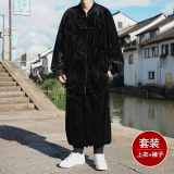 新中式C盘扣龙纹金丝绒外套男哈伦裤飞鼠裤套装男TZ182-P136控158，男装休闲套装，电商A005