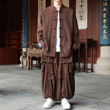 新中式W民族风盘扣麦穗纹灯芯绒外套阔腿裤套装TZ130-P150控178，男装休闲套装，电商A005