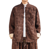 新中式F盘扣树叶暗花灯芯绒羊羔毛夹克棉衣外套男JK17-P135控158，男装夹克，电商A005