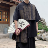 风暗黑D新中式不规则小众设计拼接法式衬衫男CS60-P78控98，男装衬衫，电商A005